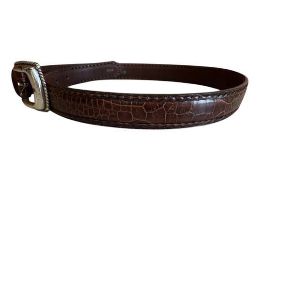 Vintage Talbots Croc Embossed Western Leather Belt Brown M - Picture 3 of 5
